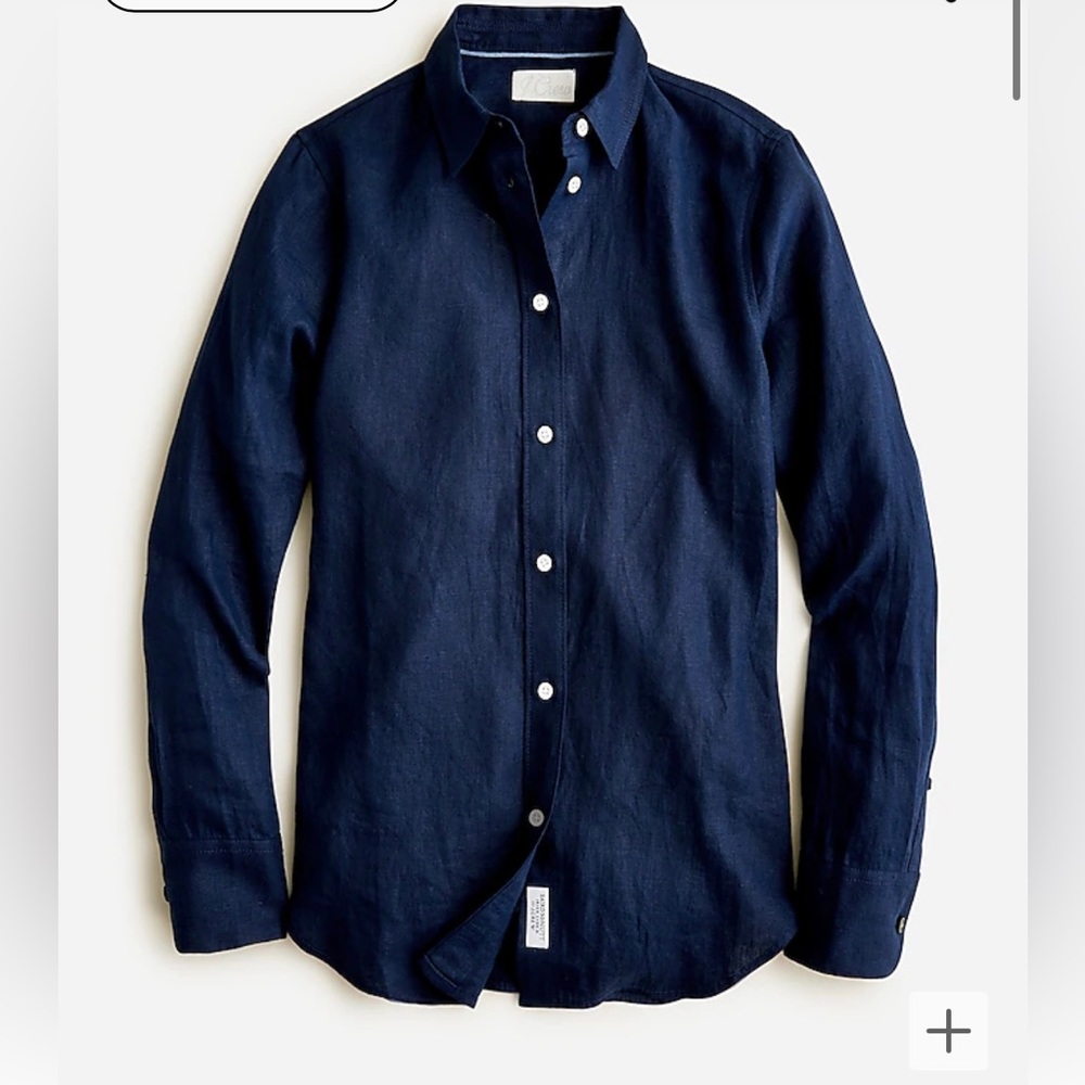 J.Crew Slim Fit Navy Baird McNutt Linen Button Down in size 4